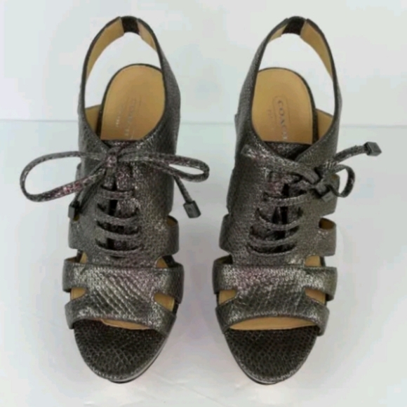 Coach Moreen Women's Snake Print High Heel Bronze Sandals Shoes Size US 8 - Picture 2 of 4